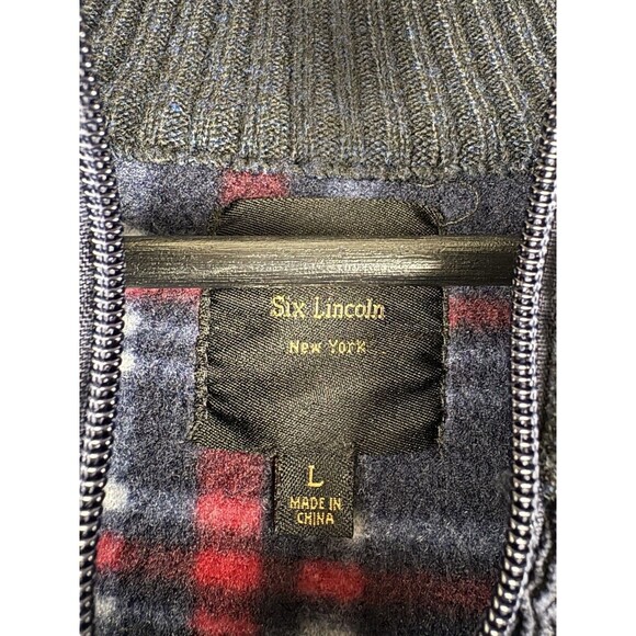 Six Lincoln New York Blue Men’s Sweater Size Large Blanket Lined Zip Up Soft - Picture 7 of 8